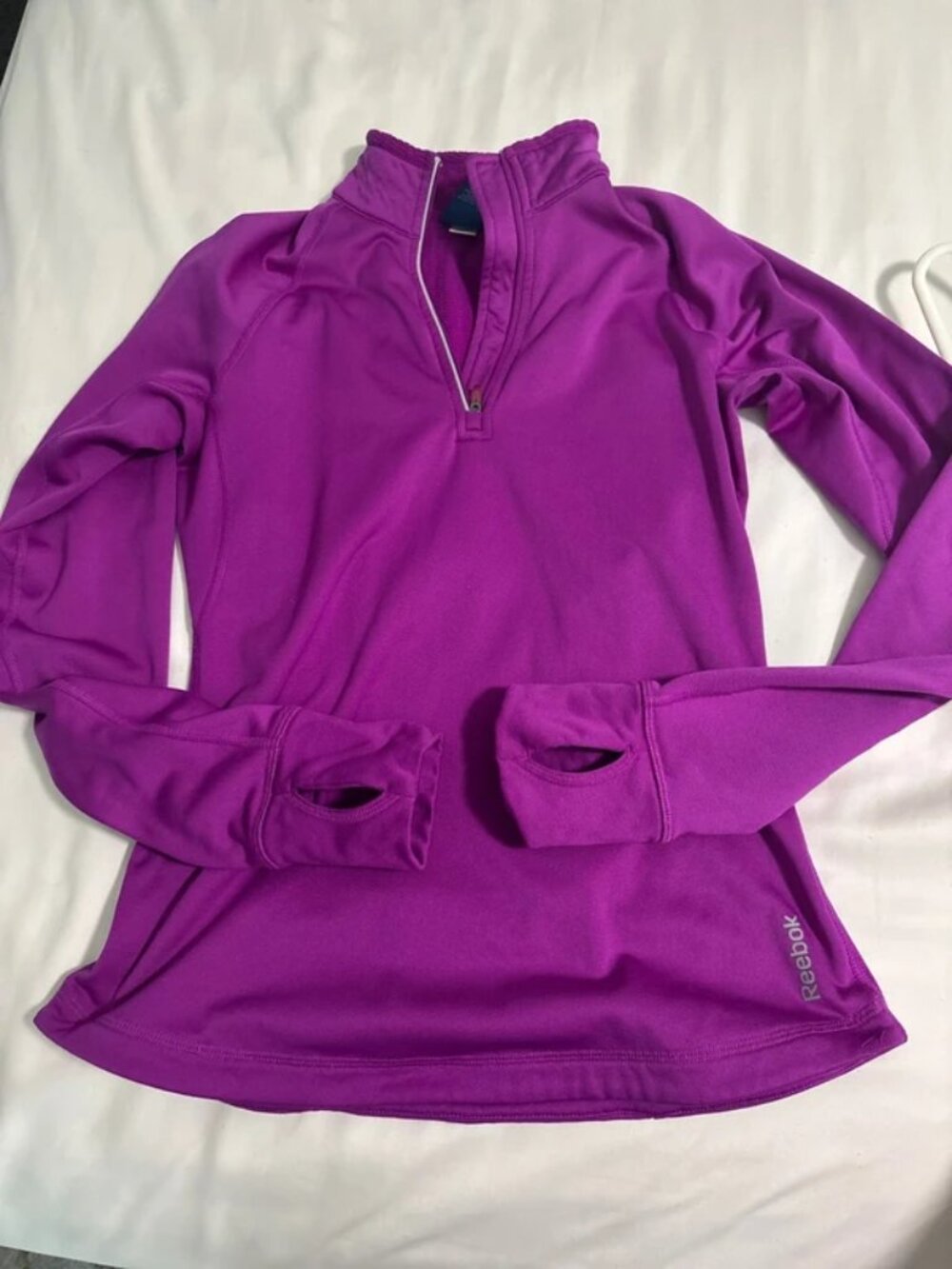 Purple Reebok fleece lined quarter zip sweater